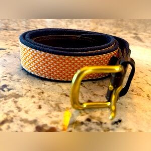 Vineyard Vines Orange and Blue Woven Belt with Brass Buckle